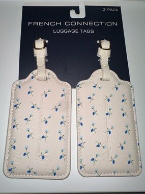 French Connection Floral on Beige Luggage Tag Duo